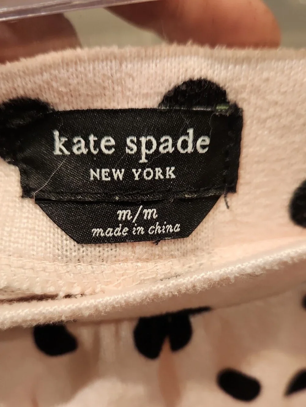 kate spade Pink and Black Polka Dot Two-Piece Pajama Set Sz M